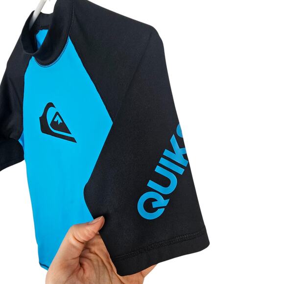 Quiksilver Rash Guard Mens S Blue Black All Time Id Short Sleeve Rash Guard Men - Picture 4 of 7